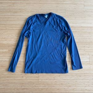 Calvin Klein Mens Blue Long Sleeve Ribbed Shirt